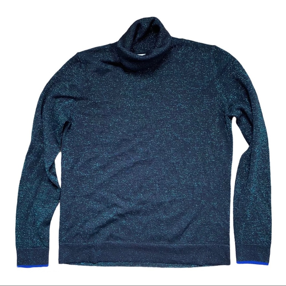 Anthropologie Metallic Turtleneck Knit Pullover